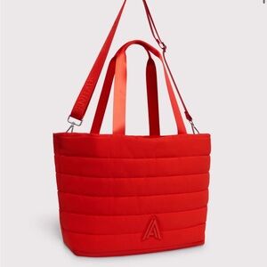 Elegant Red Quilted Tote Bag